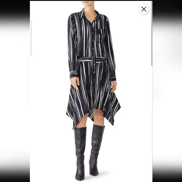 Nicole Miller Dresses & Skirts - Nicole Miller Black and White Barcode Striped Shirt Dress. Size XL